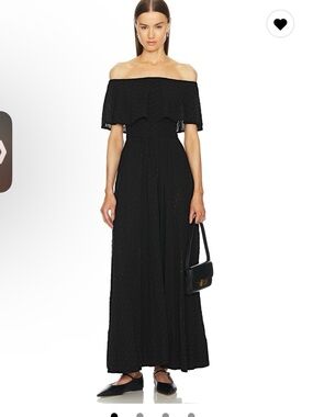 Off-Shoulder Black Maxi Dress with Waist Tie